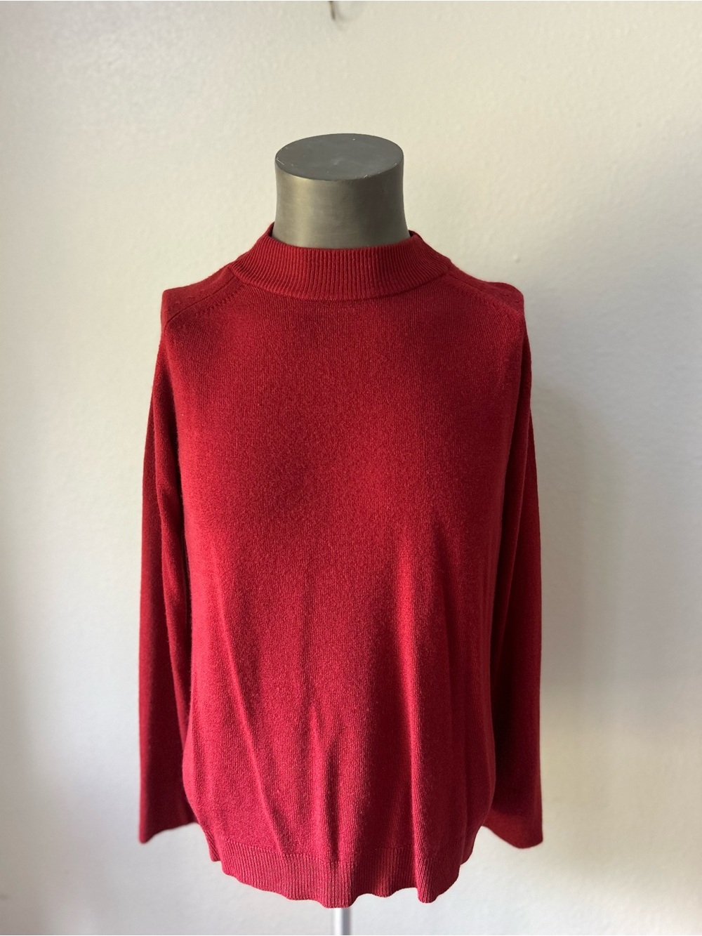 Vintage Brick Red Cozy Fall/Winter Sweater; Crew Collar; 1/4 Zip; Office/Casual